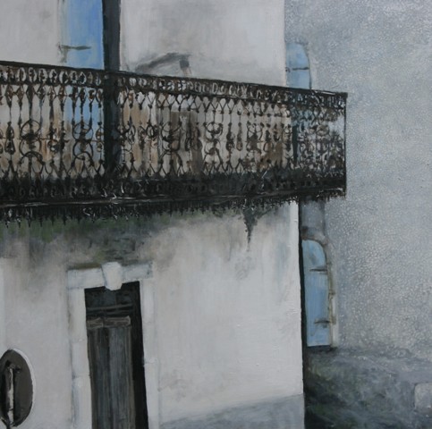 ANNE WALMSLEY - Lace balcony with stop sign