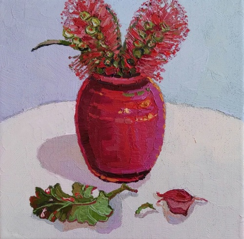 CHLOE TUPPER - Bottle Brush in Crimson Vase