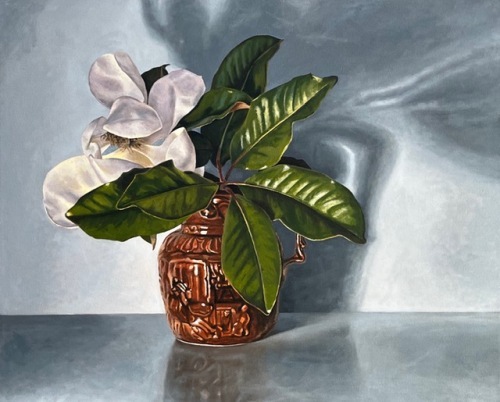 MOIRA DE LA HUNTY - Magnolia in a Brown Jug