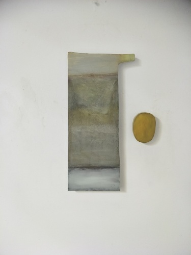 ROSE MOXHAM - Core sample 2 with floating green peripheral (diptych)